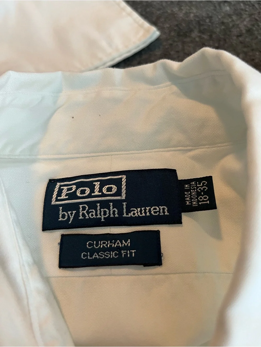 Polo Ralph Lauren Men's White Curham Classic Fit Dress Shirt Size 18 / 35 EUC